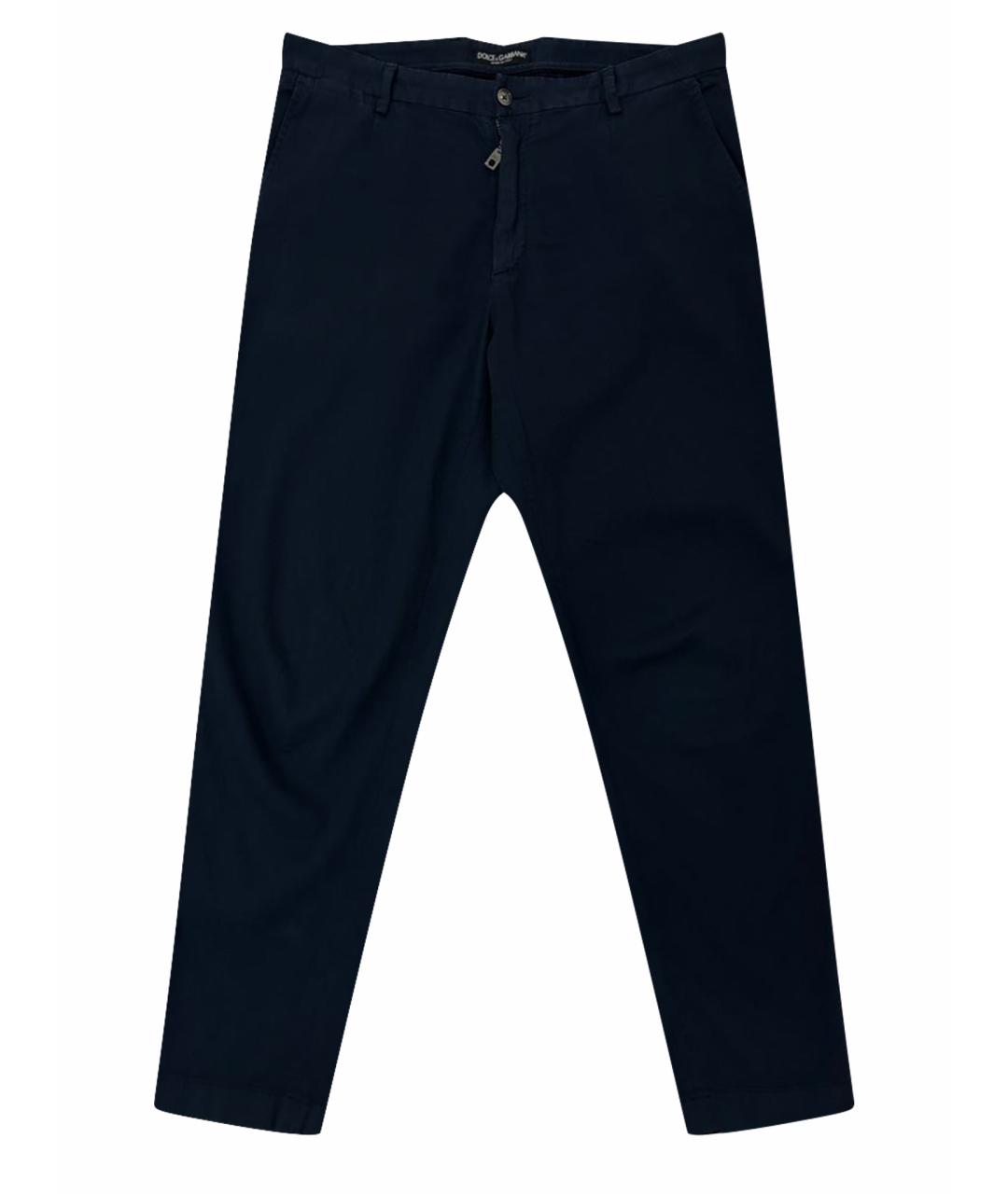 DOLCE&GABBANA Темно-синие хлопко-эластановые повседневные брюки, фото 1
