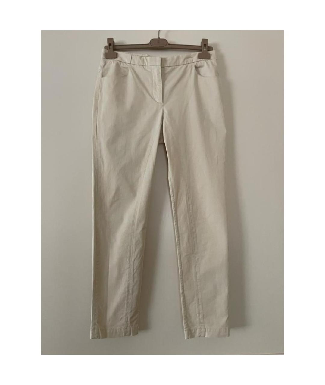 BRUNELLO CUCINELLI Белые хлопковые прямые брюки, фото 5
