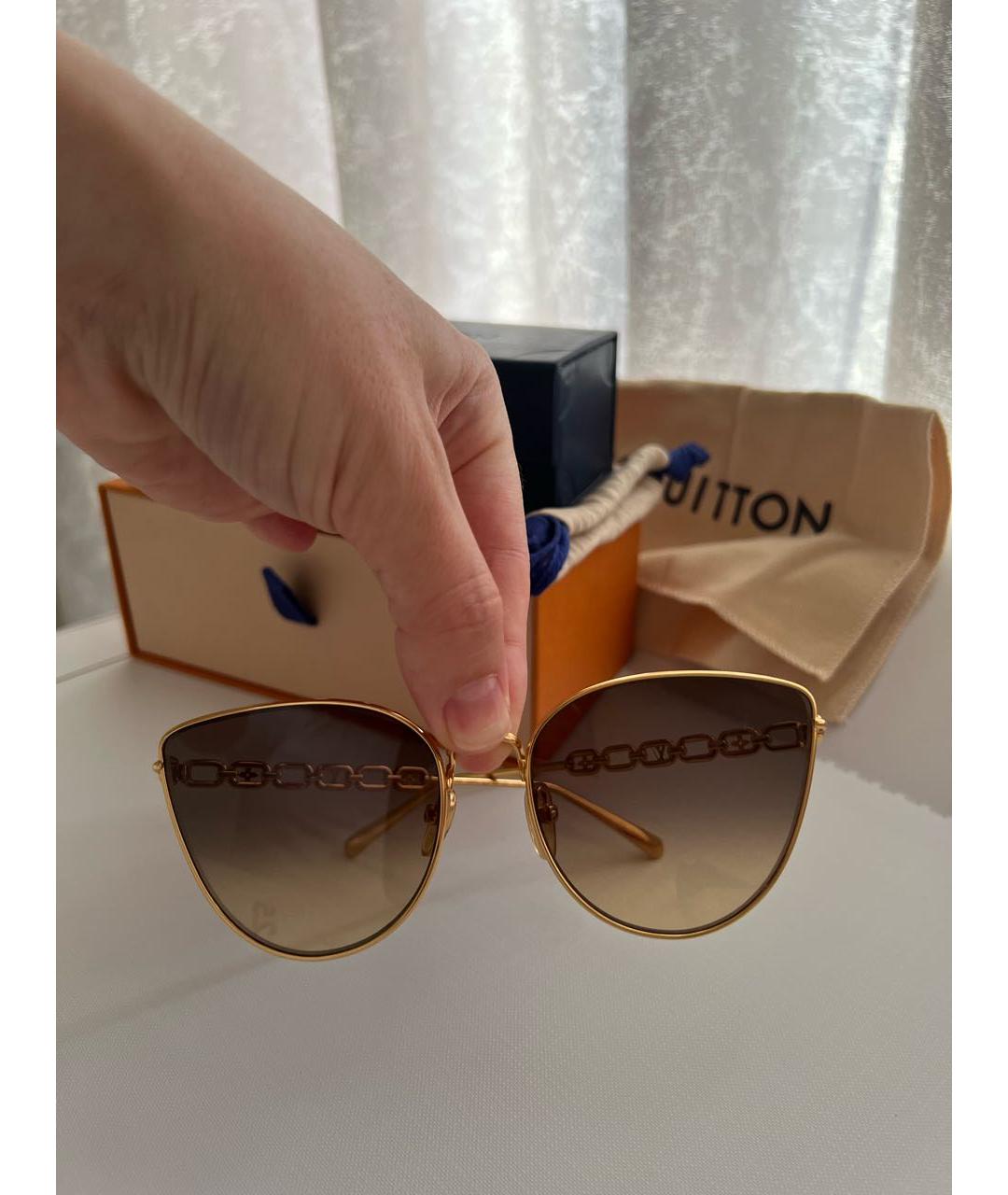 LOUIS VUITTON PRE-OWNED Золотые металлические солнцезащитные очки, фото 5
