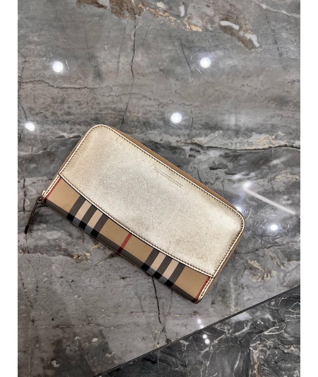 BURBERRY Золотой кожаный кошелек, фото 5