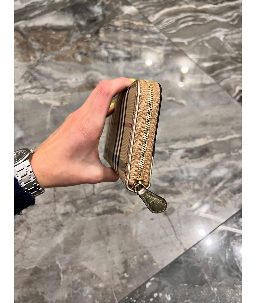 BURBERRY Золотой кожаный кошелек, фото 3