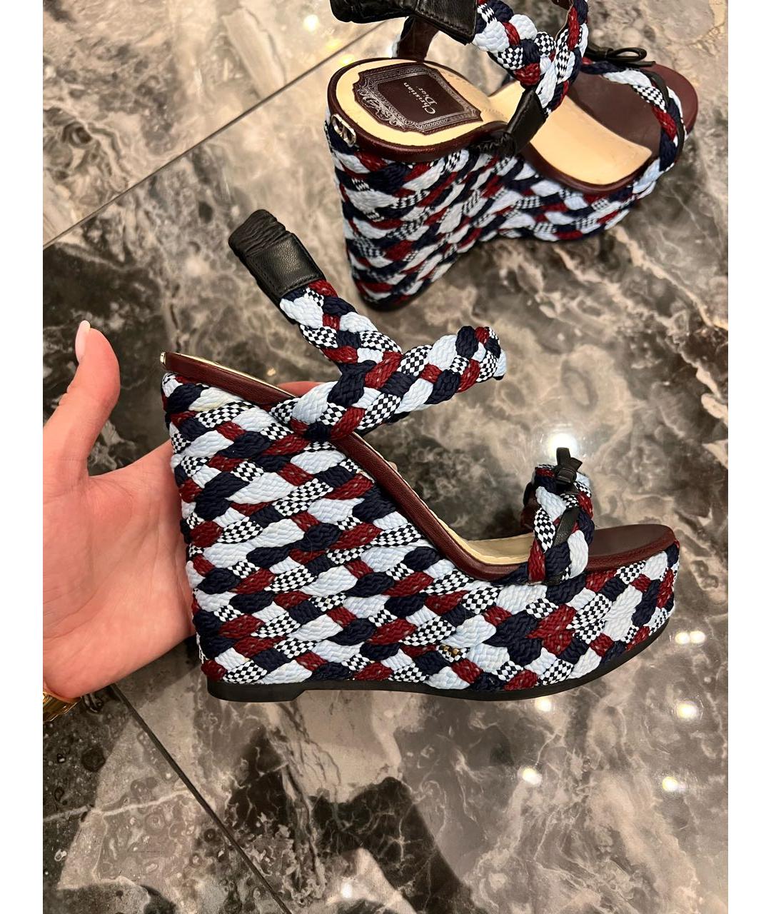CHRISTIAN DIOR Мульти кожаные босоножки, фото 5