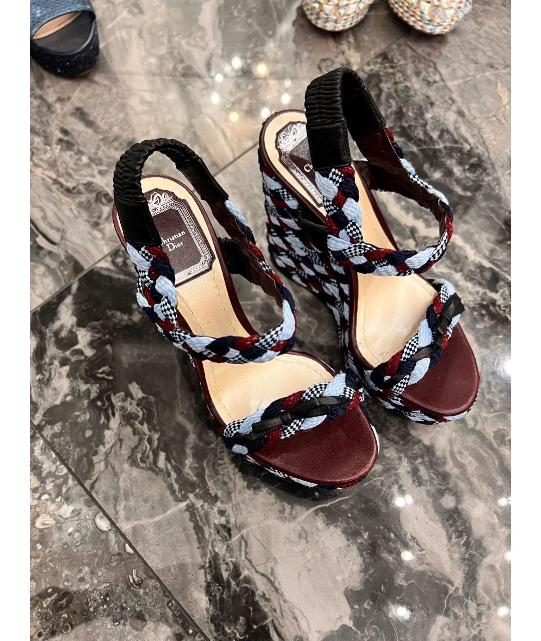 CHRISTIAN DIOR Мульти кожаные босоножки, фото 2