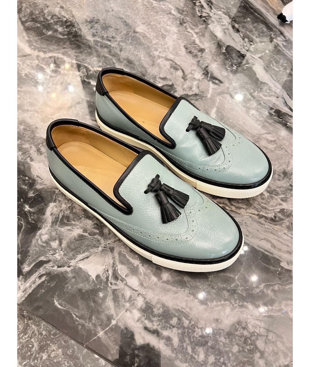 HERMES Голубые кеды из лакированной кожи, фото 2