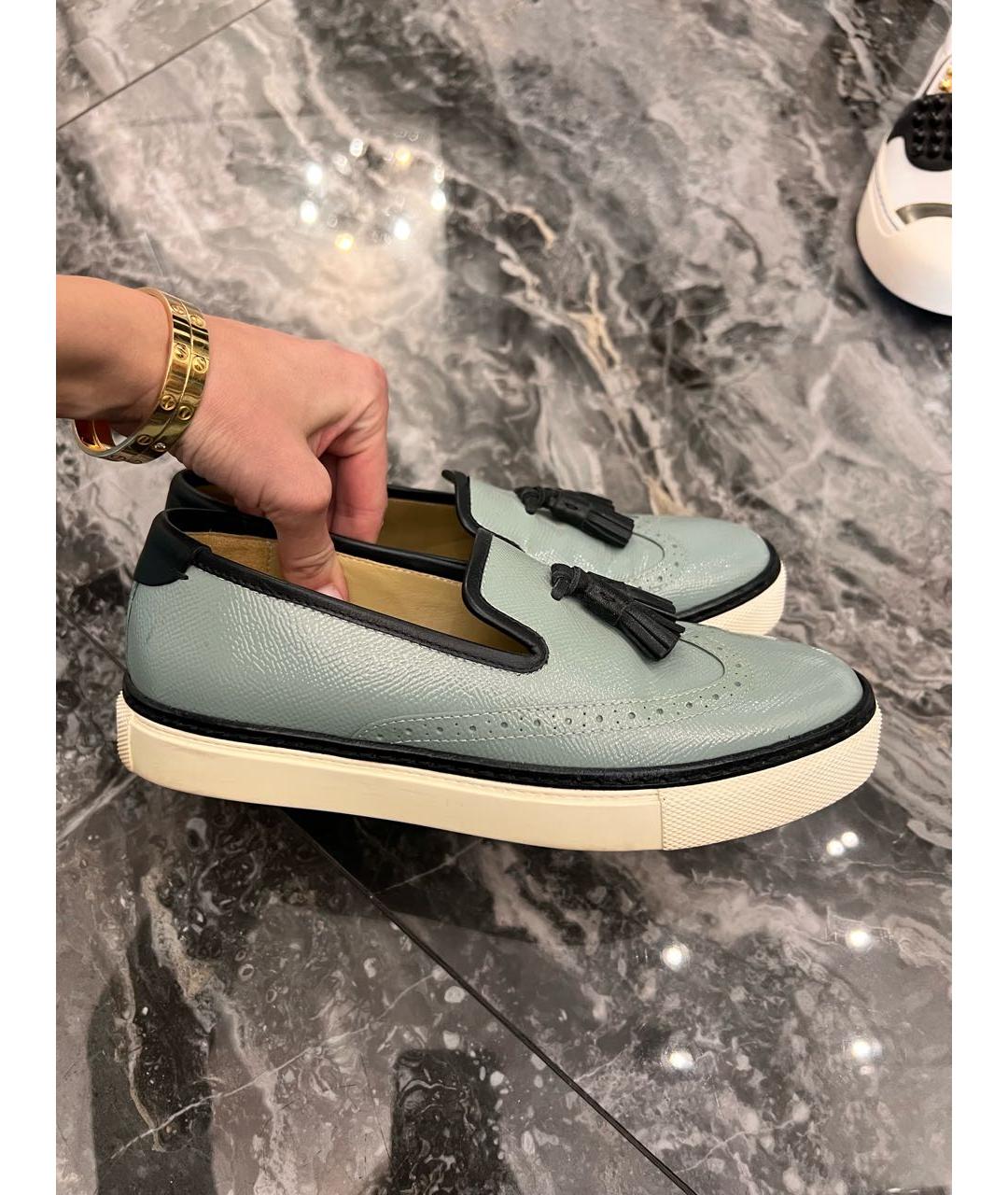 HERMES Голубые кеды из лакированной кожи, фото 5
