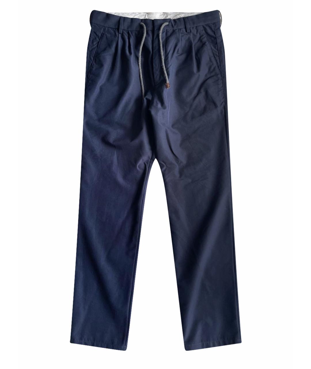 BRUNELLO CUCINELLI Темно-синие хлопковые брюки чинос, фото 1