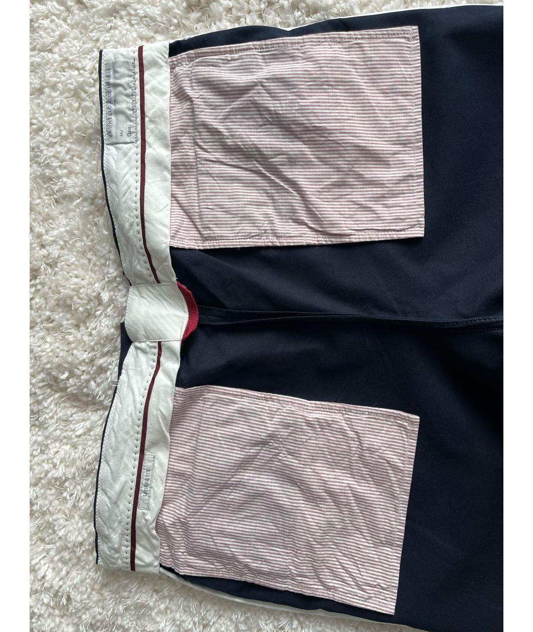 BRUNELLO CUCINELLI Темно-синие хлопковые брюки чинос, фото 3