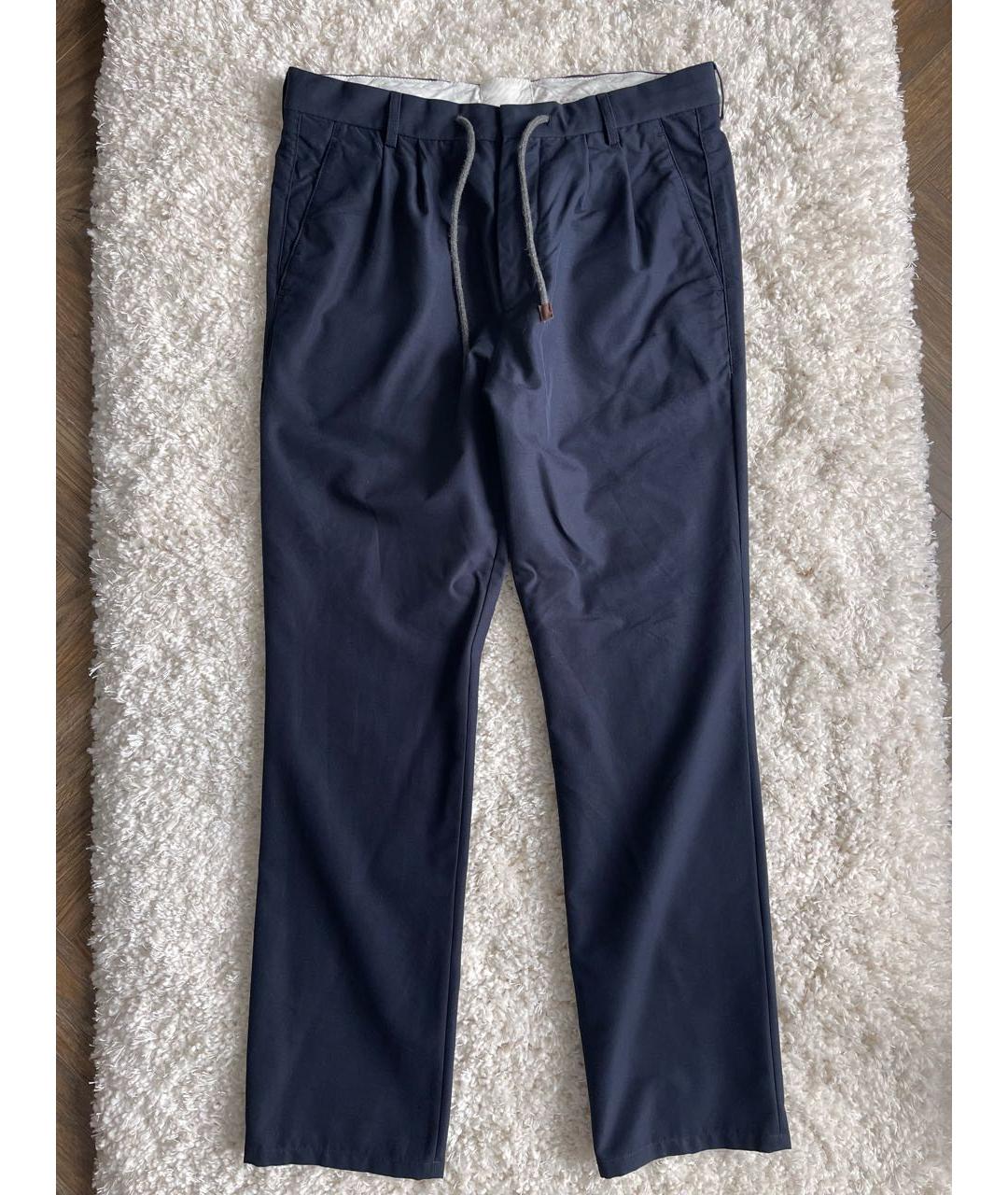 BRUNELLO CUCINELLI Темно-синие хлопковые брюки чинос, фото 8