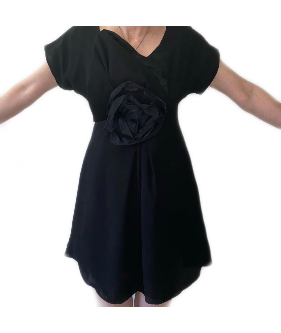 EMPORIO ARMANI Черное шелковое коктейльное платье, фото 5