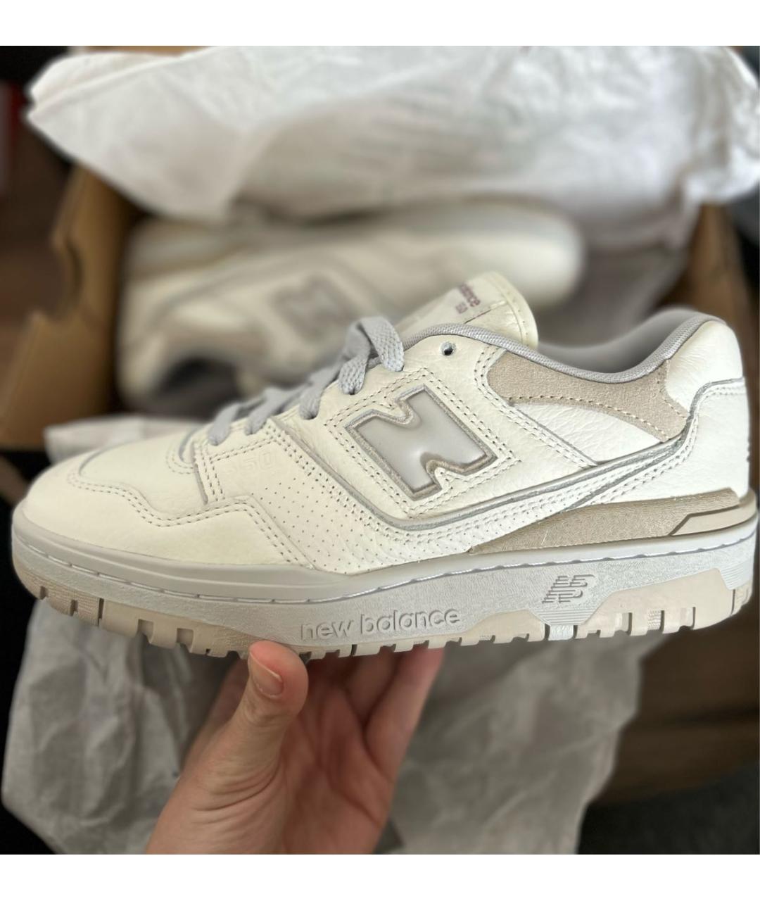 NEW BALANCE Бежевые кожаные кеды 550 для женщин – купить в интернет ...