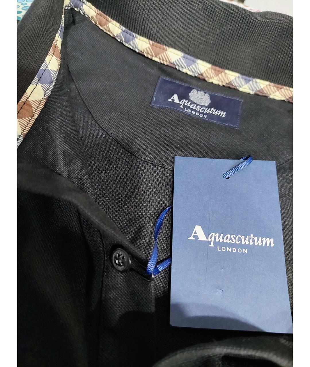 AQUASCUTUM Черное хлопко-эластановое поло с коротким рукавом, фото 3