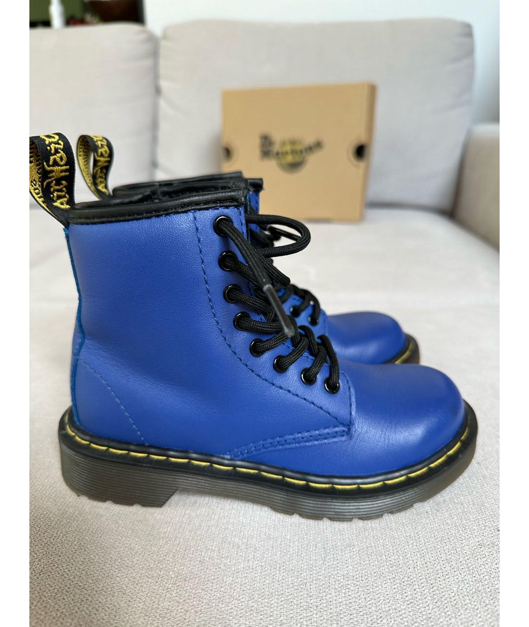 DR. MARTENS Синие кожаные ботинки, фото 9