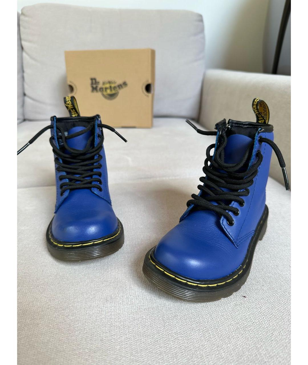 DR. MARTENS Синие кожаные ботинки, фото 5
