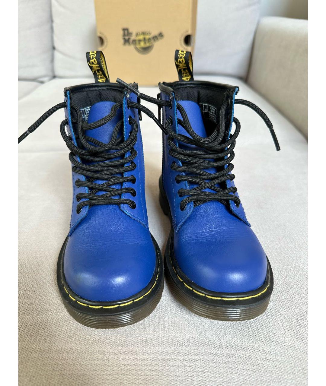 DR. MARTENS Синие кожаные ботинки, фото 2