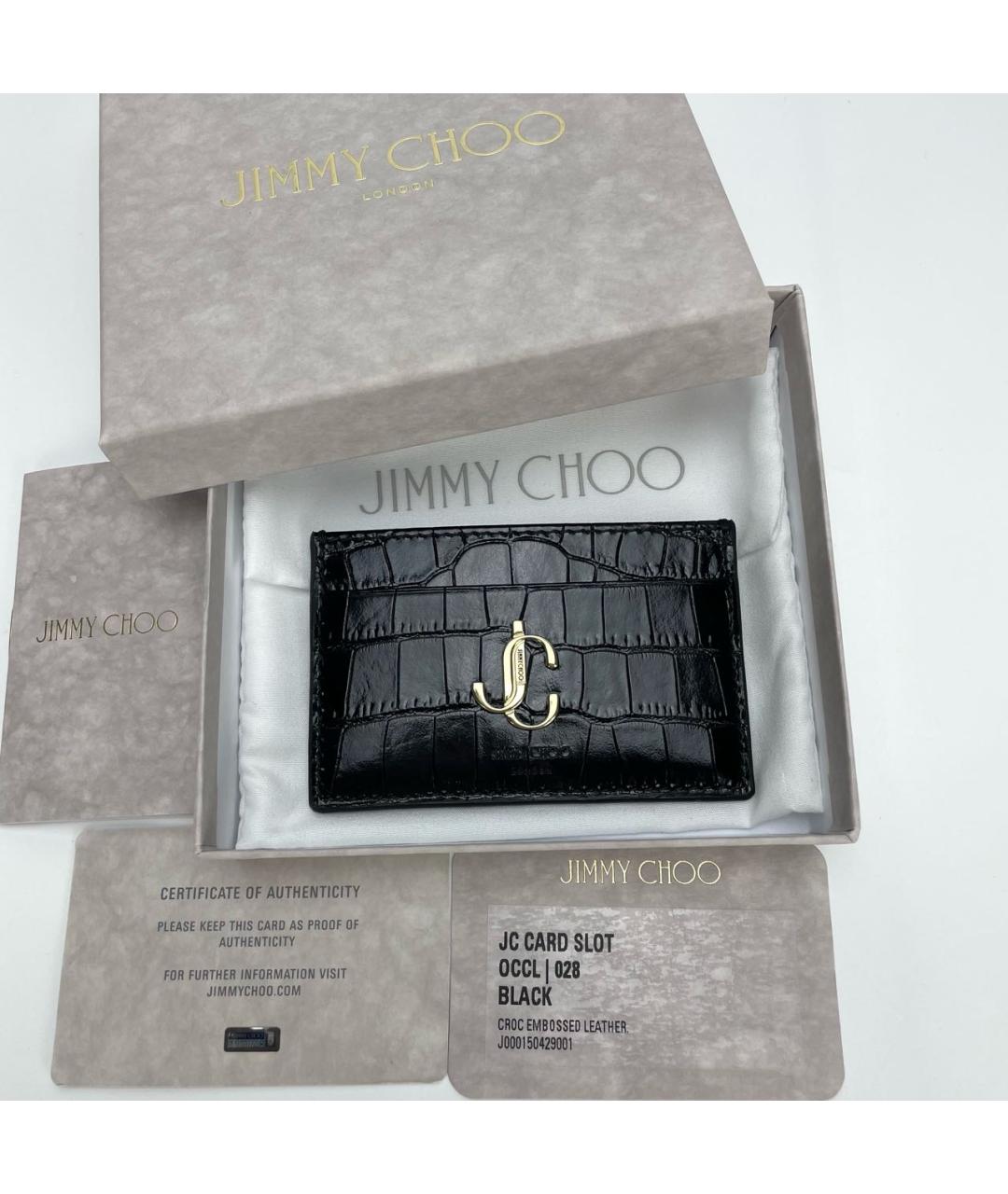 JIMMY CHOO Черный кожаный кардхолдер, фото 4