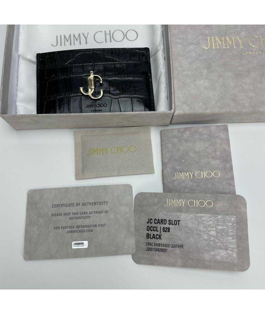 JIMMY CHOO Черный кожаный кардхолдер, фото 8