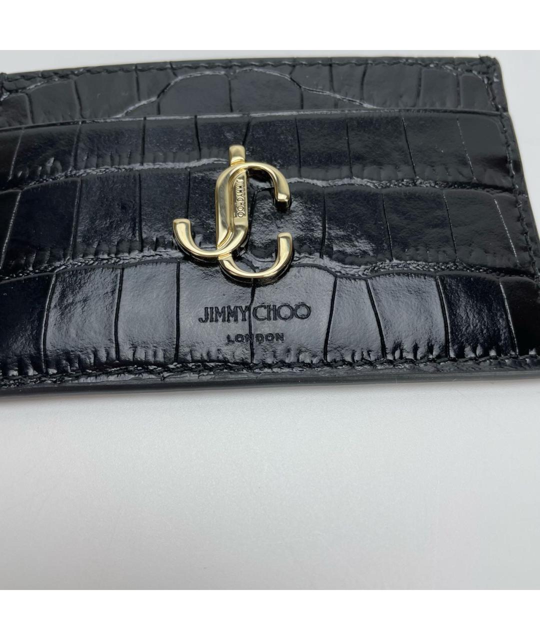 JIMMY CHOO Черный кожаный кардхолдер, фото 3