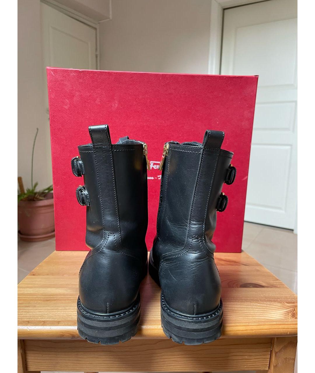 SALVATORE FERRAGAMO Черные кожаные ботинки, фото 4