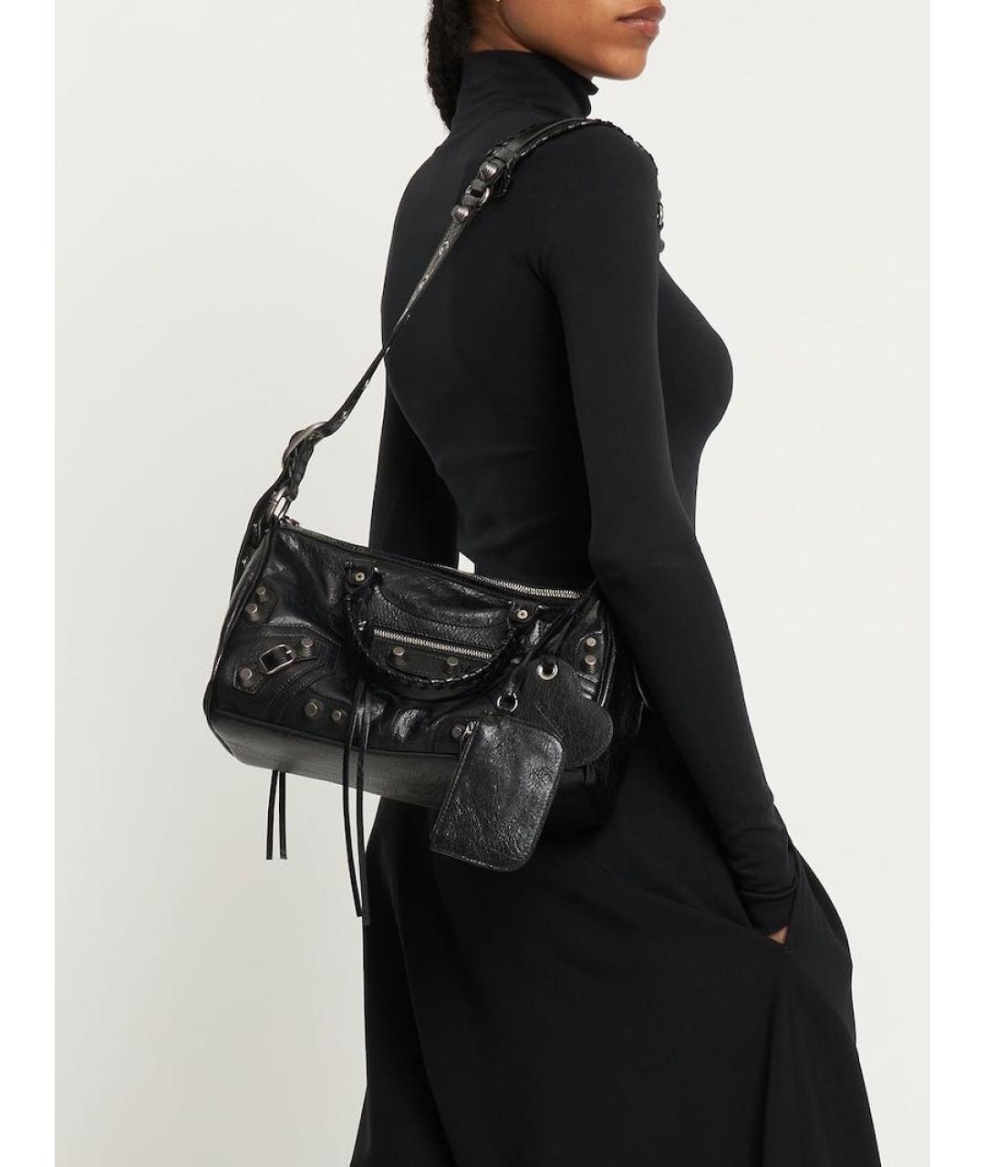 BALENCIAGA Черная кожаная сумка тоут, фото 2