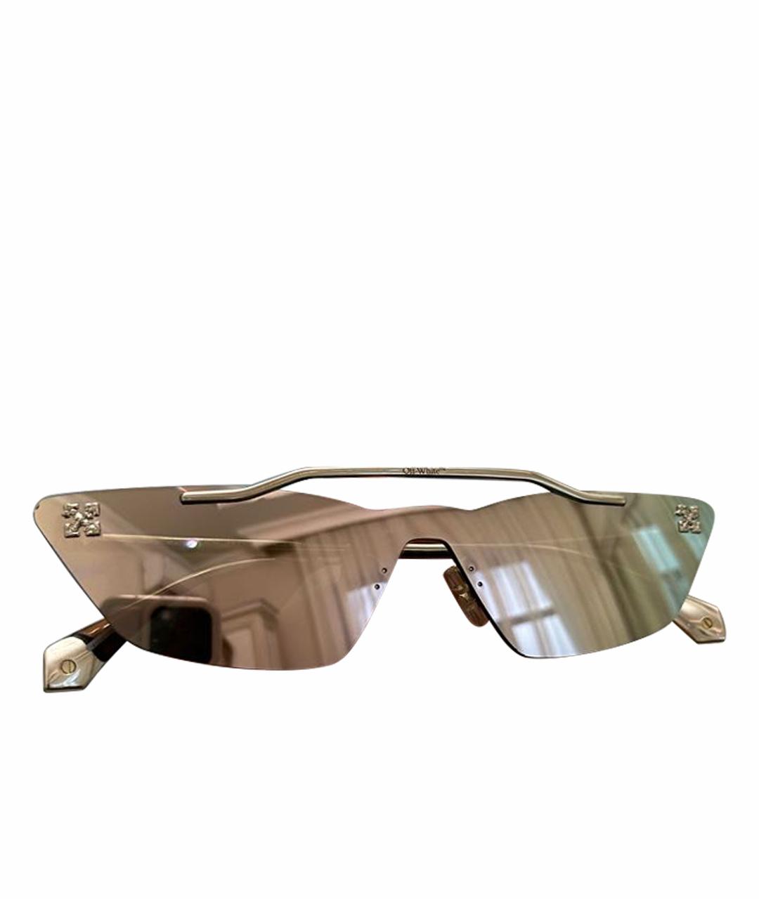 OFF-WHITE Бежевые металлические солнцезащитные очки, фото 1