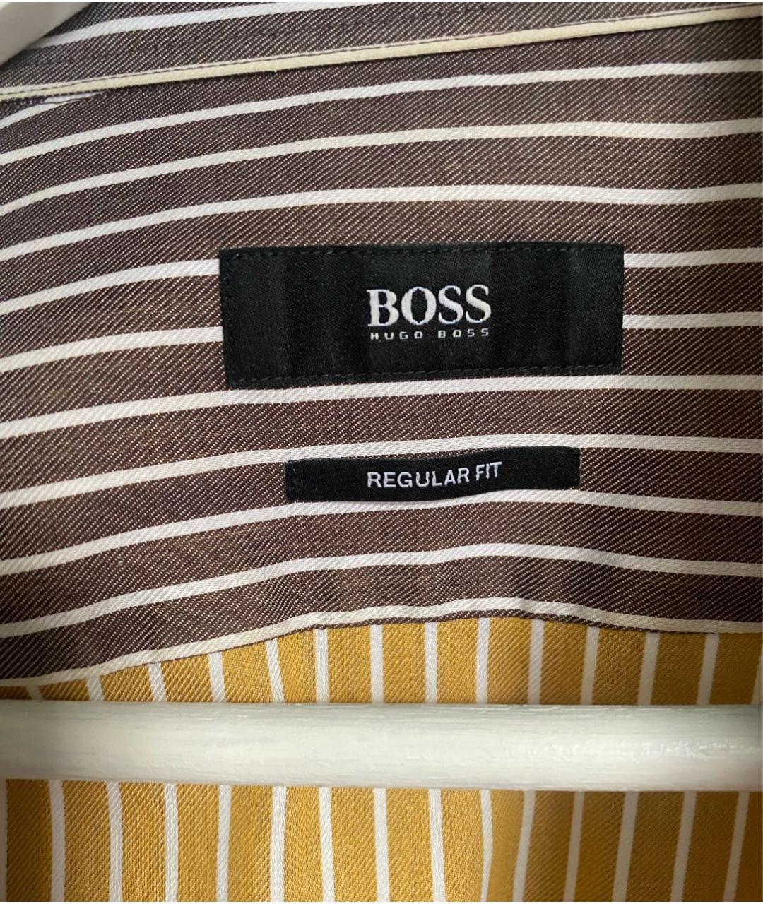 HUGO BOSS Коричневая хлопковая классическая рубашка, фото 3