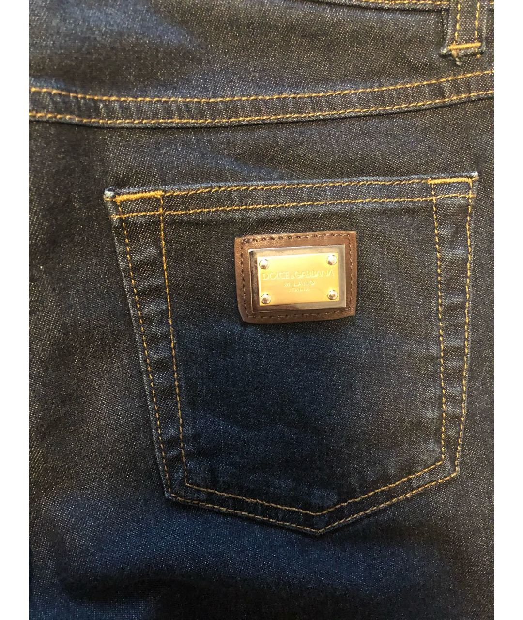 DOLCE&GABBANA Темно-синие хлопко-эластановые прямые джинсы, фото 4