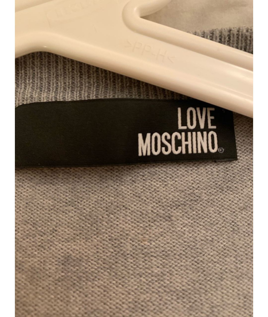 LOVE MOSCHINO Серый хлопко-эластановый джемпер / свитер, фото 4