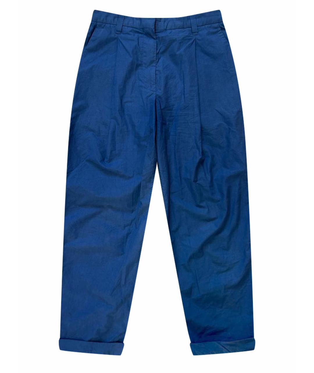 BRUNELLO CUCINELLI Синие хлопковые прямые брюки, фото 1