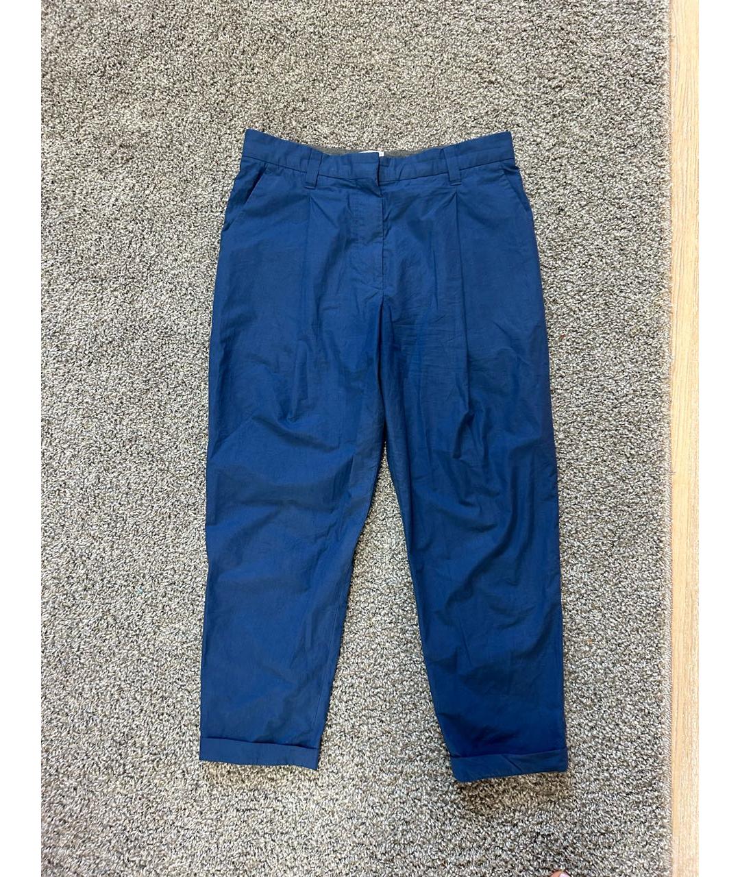 BRUNELLO CUCINELLI Синие хлопковые прямые брюки, фото 8