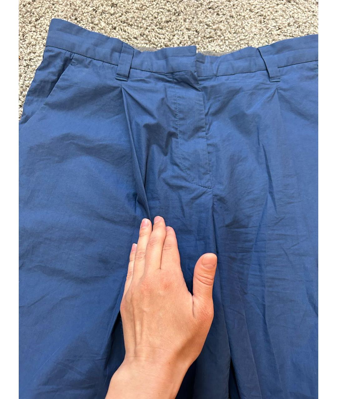 BRUNELLO CUCINELLI Синие хлопковые прямые брюки, фото 4