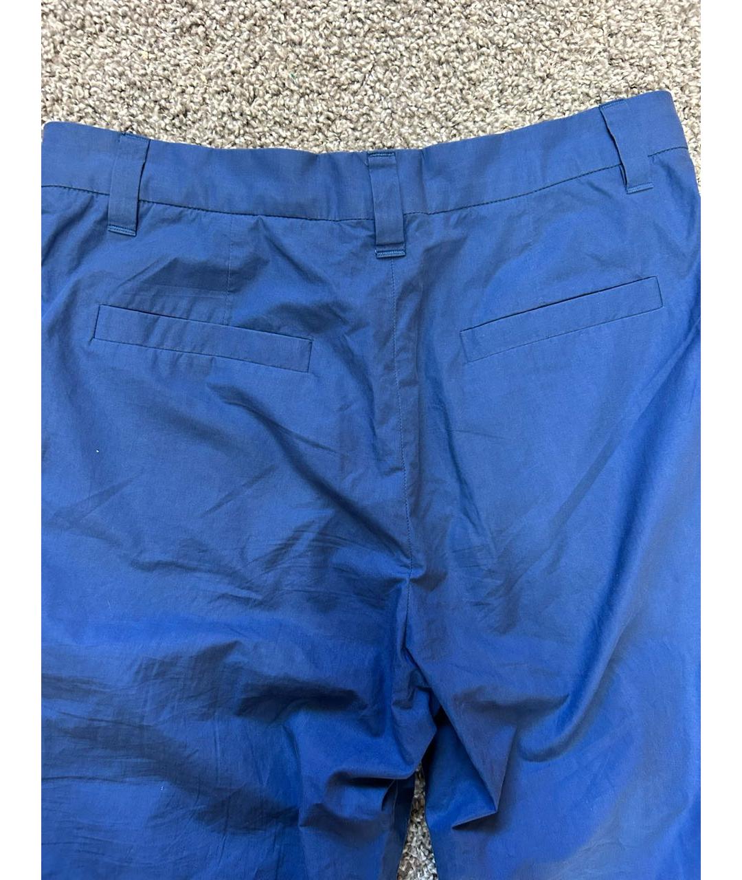 BRUNELLO CUCINELLI Синие хлопковые прямые брюки, фото 7