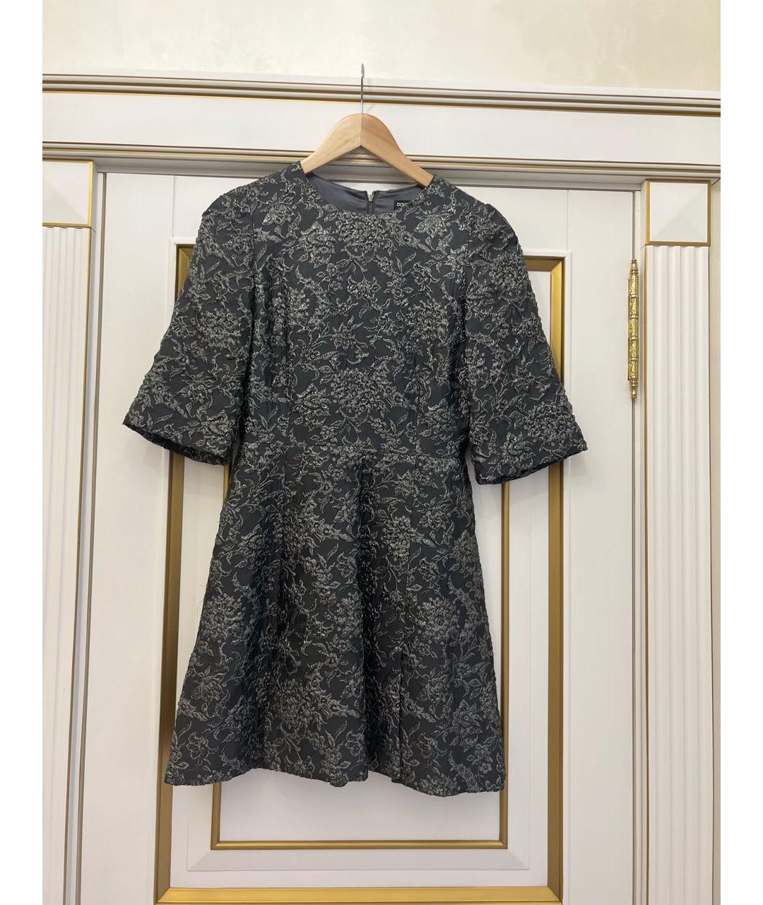 DOLCE&GABBANA Антрацитовое ацетатное коктейльное платье, фото 6