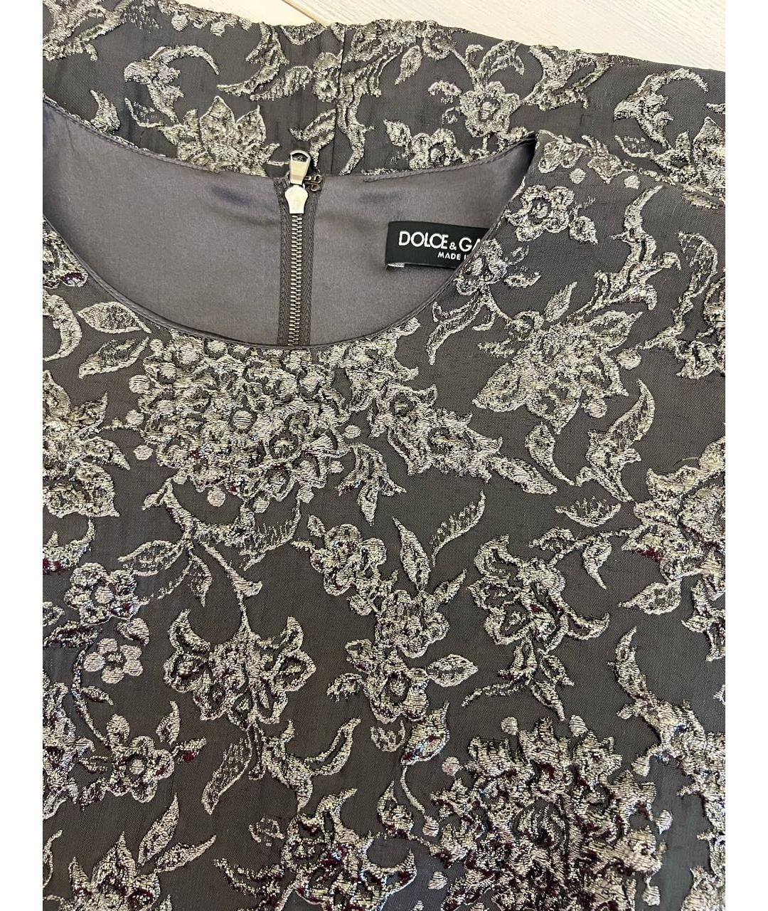 DOLCE&GABBANA Антрацитовое ацетатное коктейльное платье, фото 5