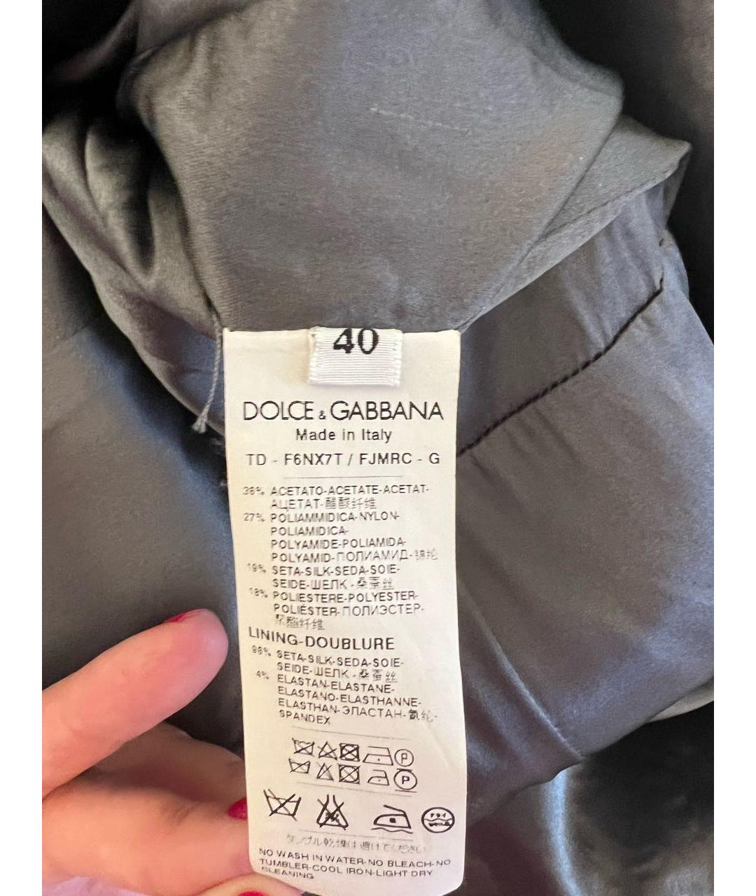 DOLCE&GABBANA Антрацитовое ацетатное коктейльное платье, фото 3