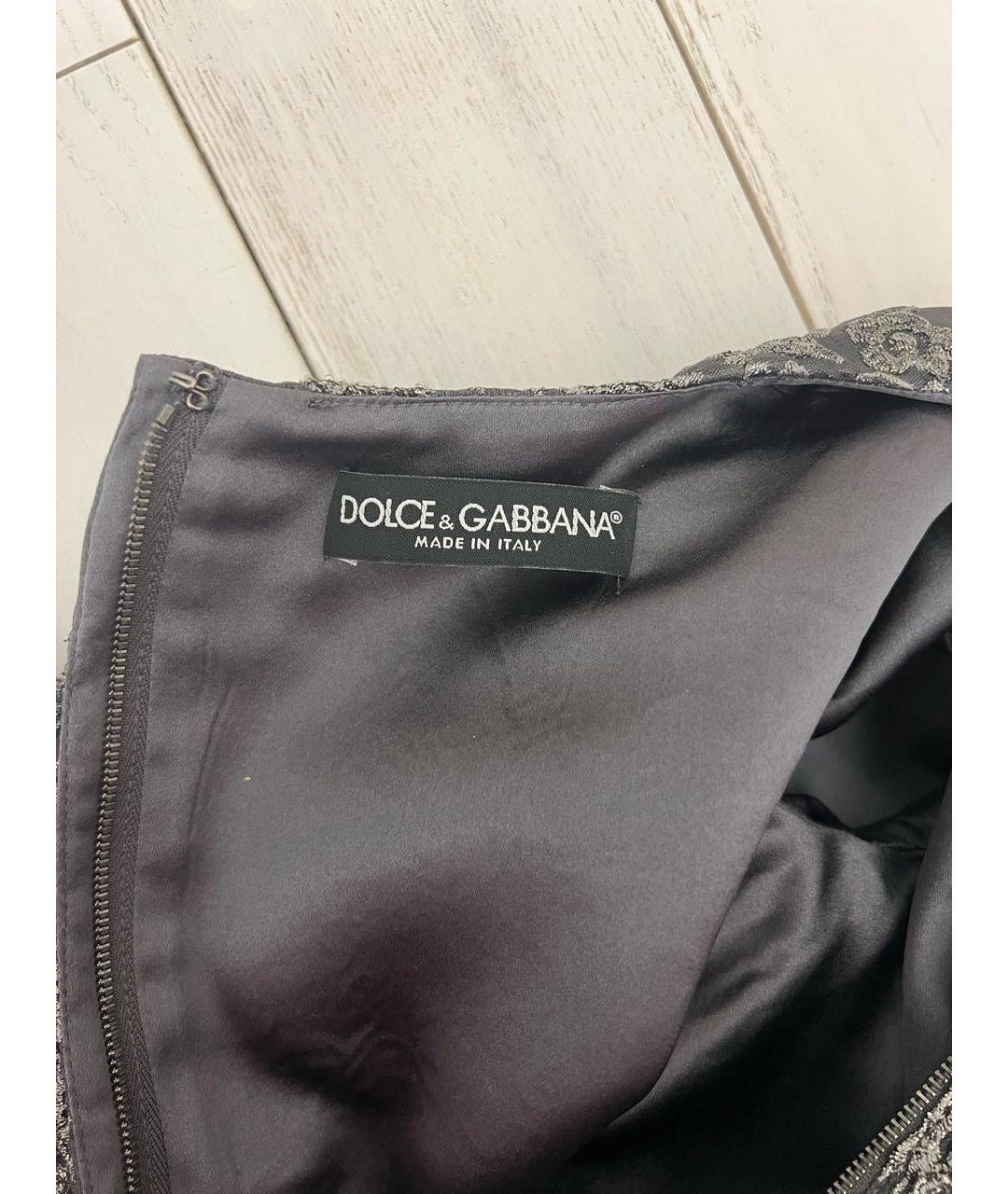 DOLCE&GABBANA Антрацитовое ацетатное коктейльное платье, фото 4