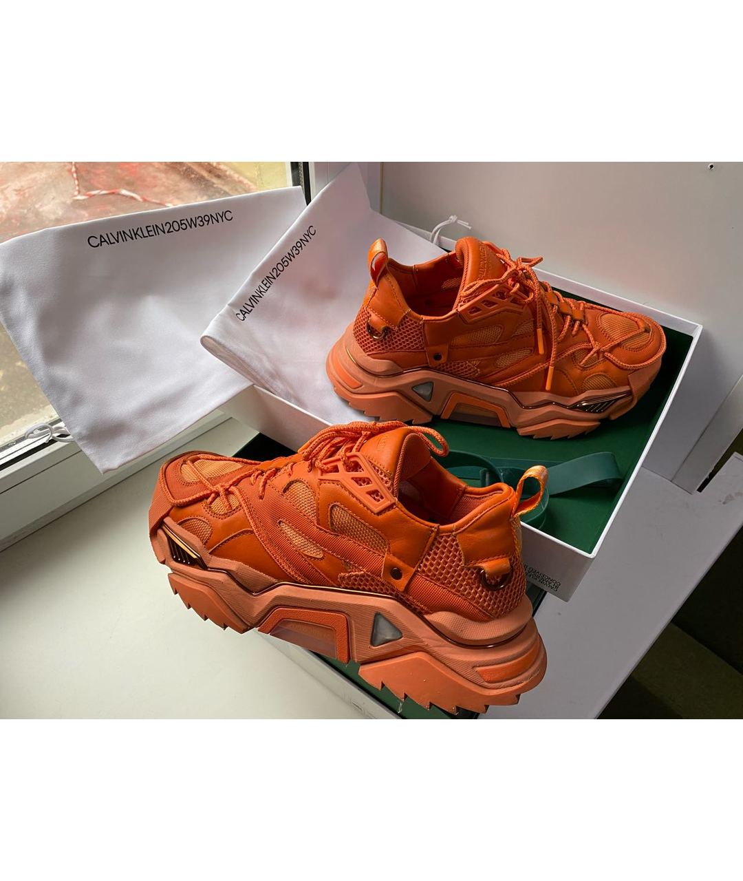 CALVIN KLEIN 205W39NYC Оранжевое низкие кроссовки / кеды, фото 2
