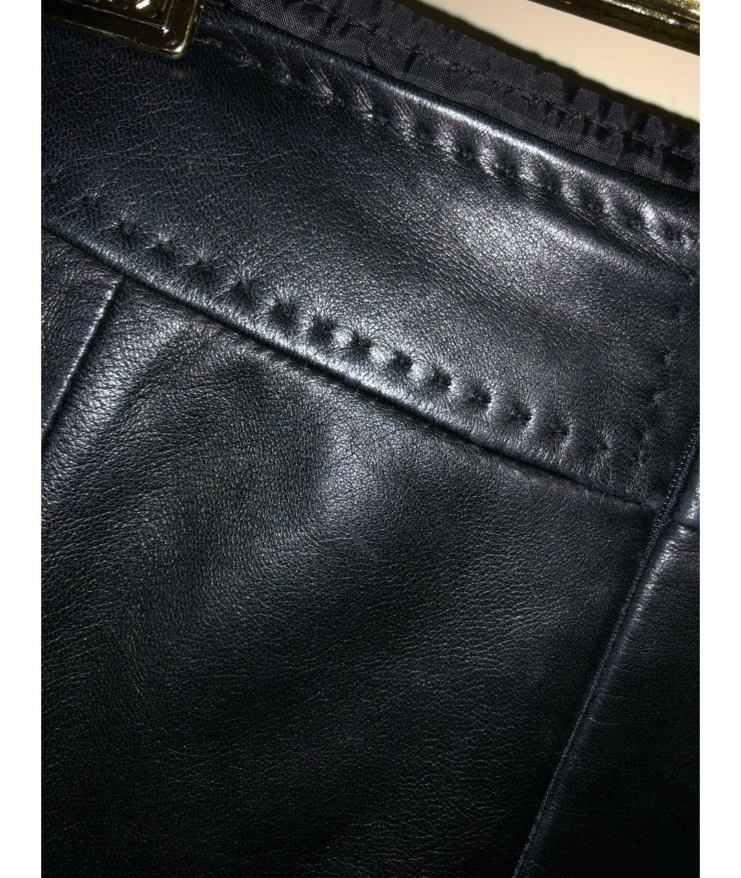 ELIE TAHARI Черная кожаная юбка миди, фото 3