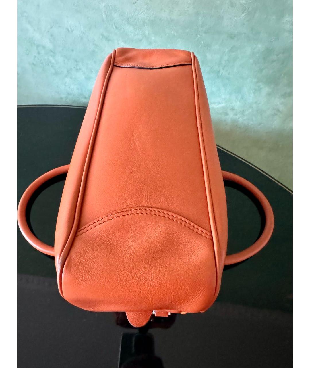 PRADA Оранжевая кожаная сумка с короткими ручками, фото 7