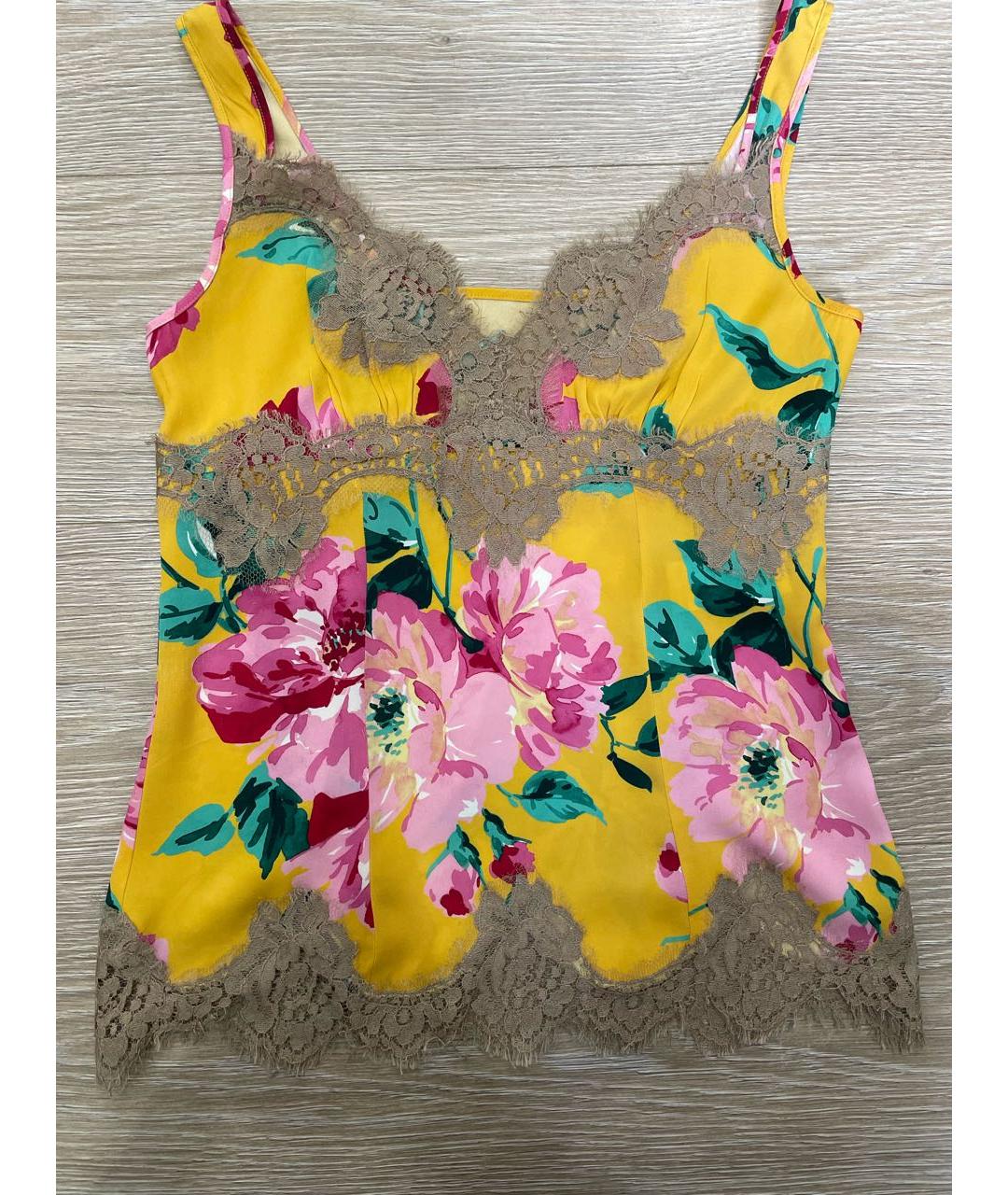 DOLCE&GABBANA Оранжевая шелковая майка, фото 4