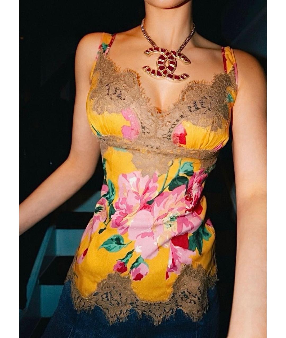 DOLCE&GABBANA Оранжевая шелковая майка, фото 3