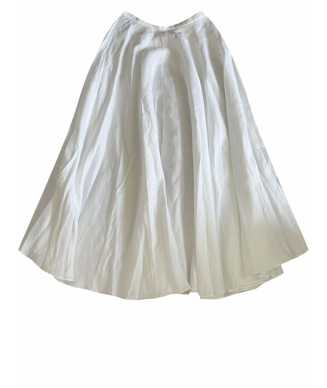 LARDINI Белая льняная юбка миди, фото 1