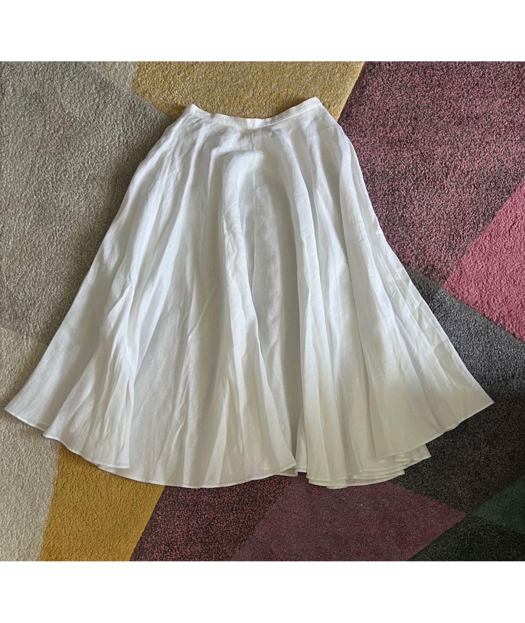 LARDINI Белая льняная юбка миди, фото 5
