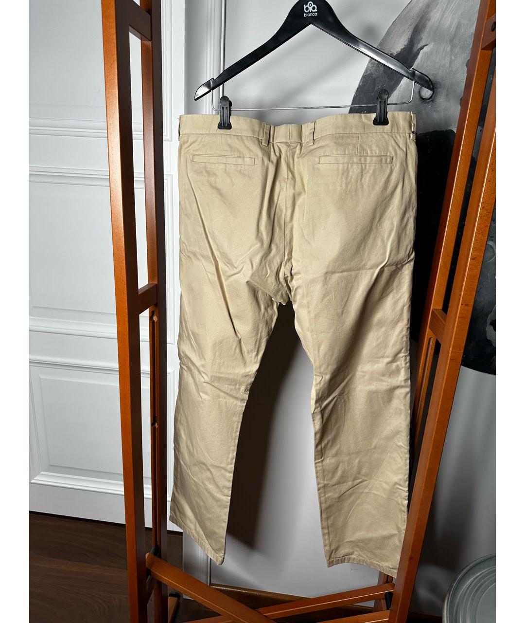 CHRISTIAN DIOR PRE-OWNED Бежевые хлопковые брюки чинос, фото 2