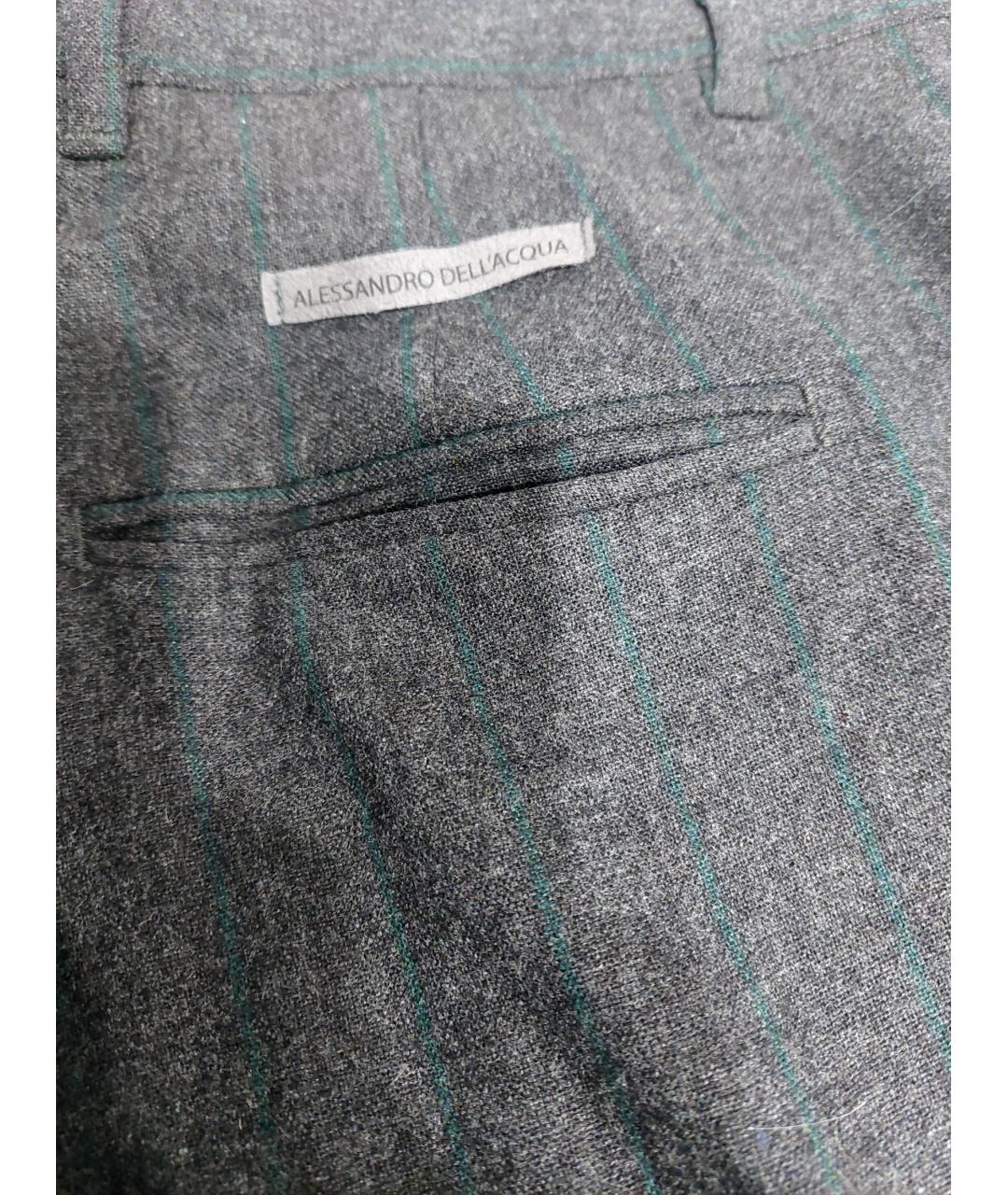 ALESSANDRO DELL'ACQUA Серые шерстяные повседневные брюки, фото 4