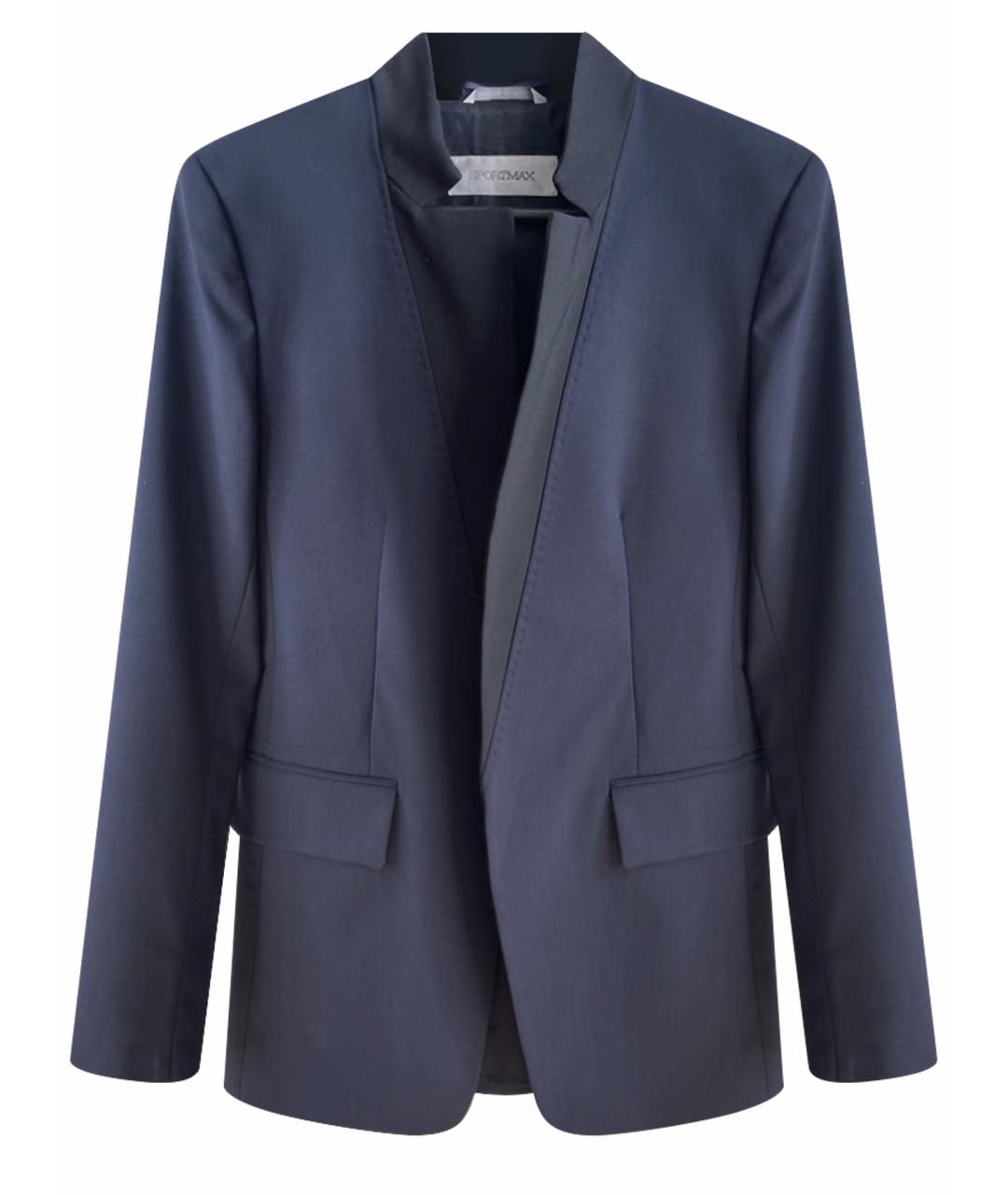 SPORTMAX Темно-синий шерстяной жакет/пиджак, фото 1
