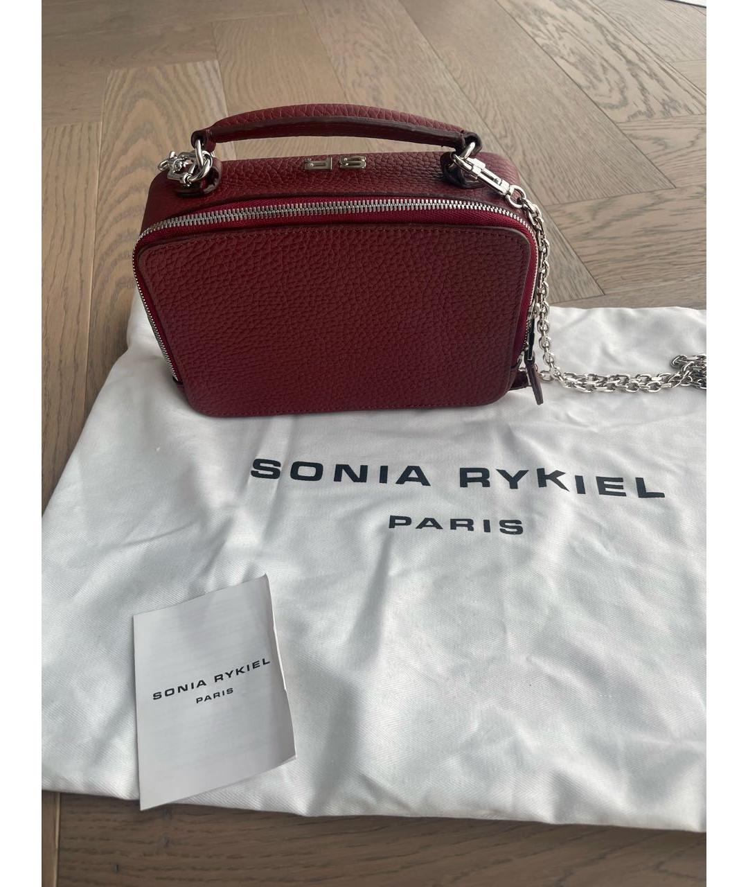 SONIA RYKIEL Бордовая кожаная сумка с короткими ручками, фото 8
