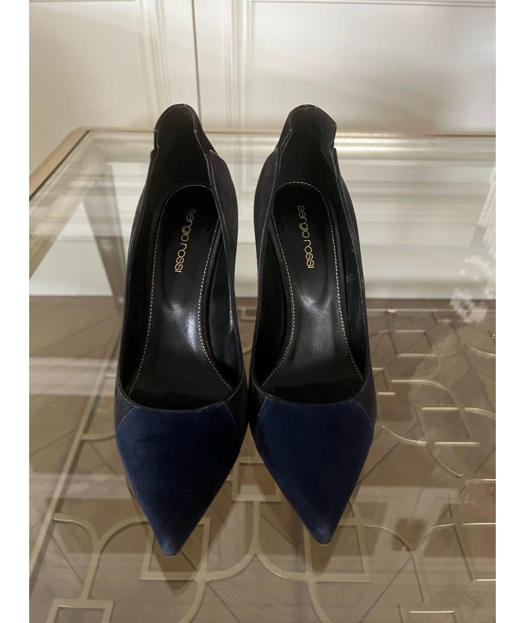 SERGIO ROSSI Темно-синие замшевые туфли, фото 2