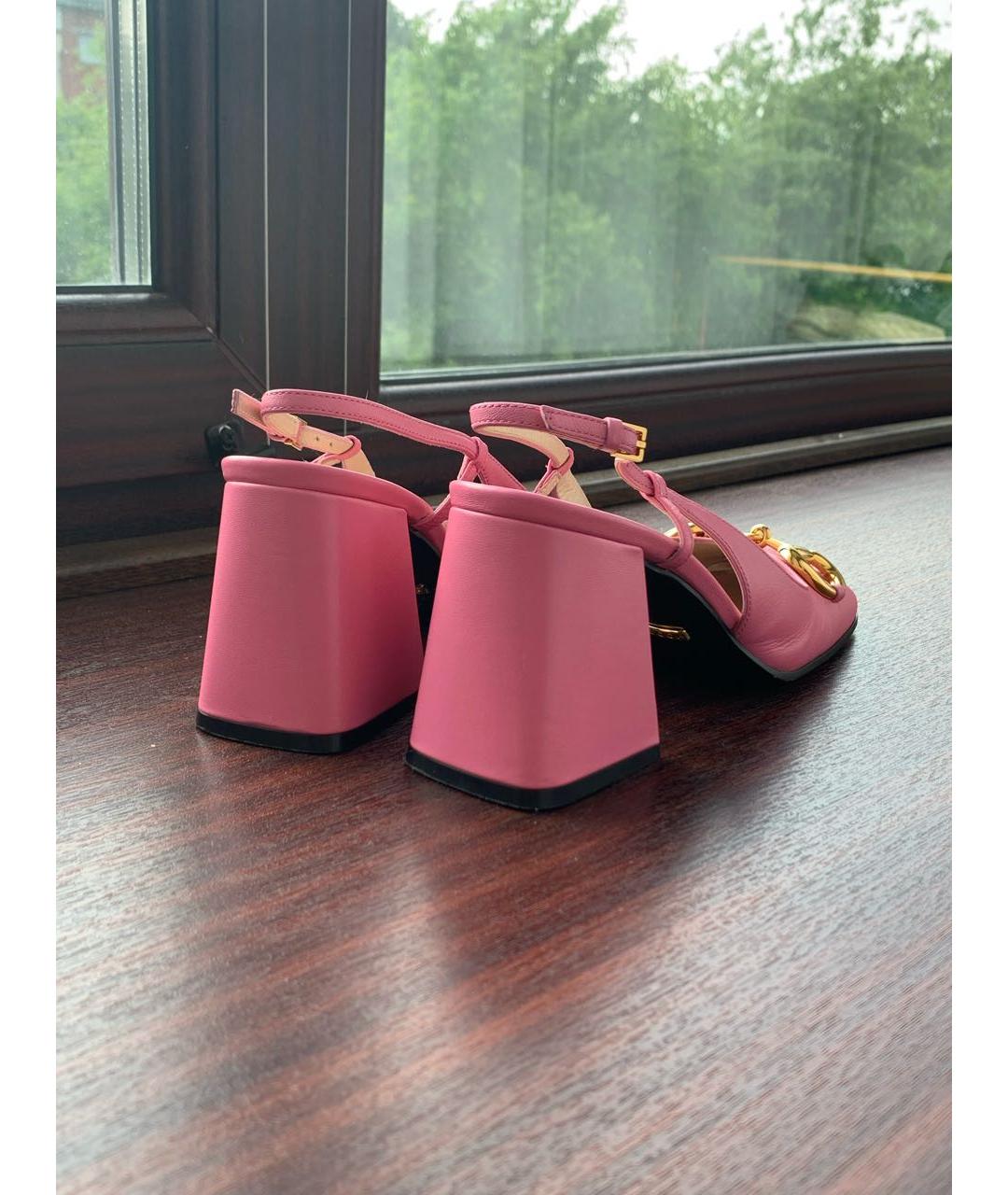 GUCCI Розовые кожаные туфли, фото 3