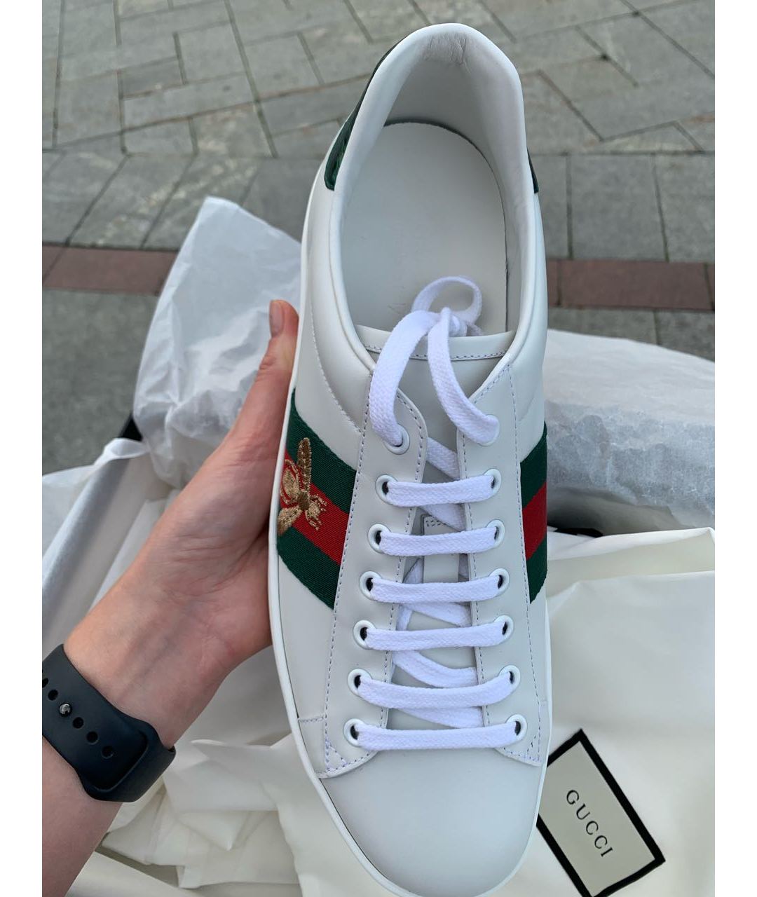 GUCCI Белые кожаные низкие кроссовки / кеды, фото 3