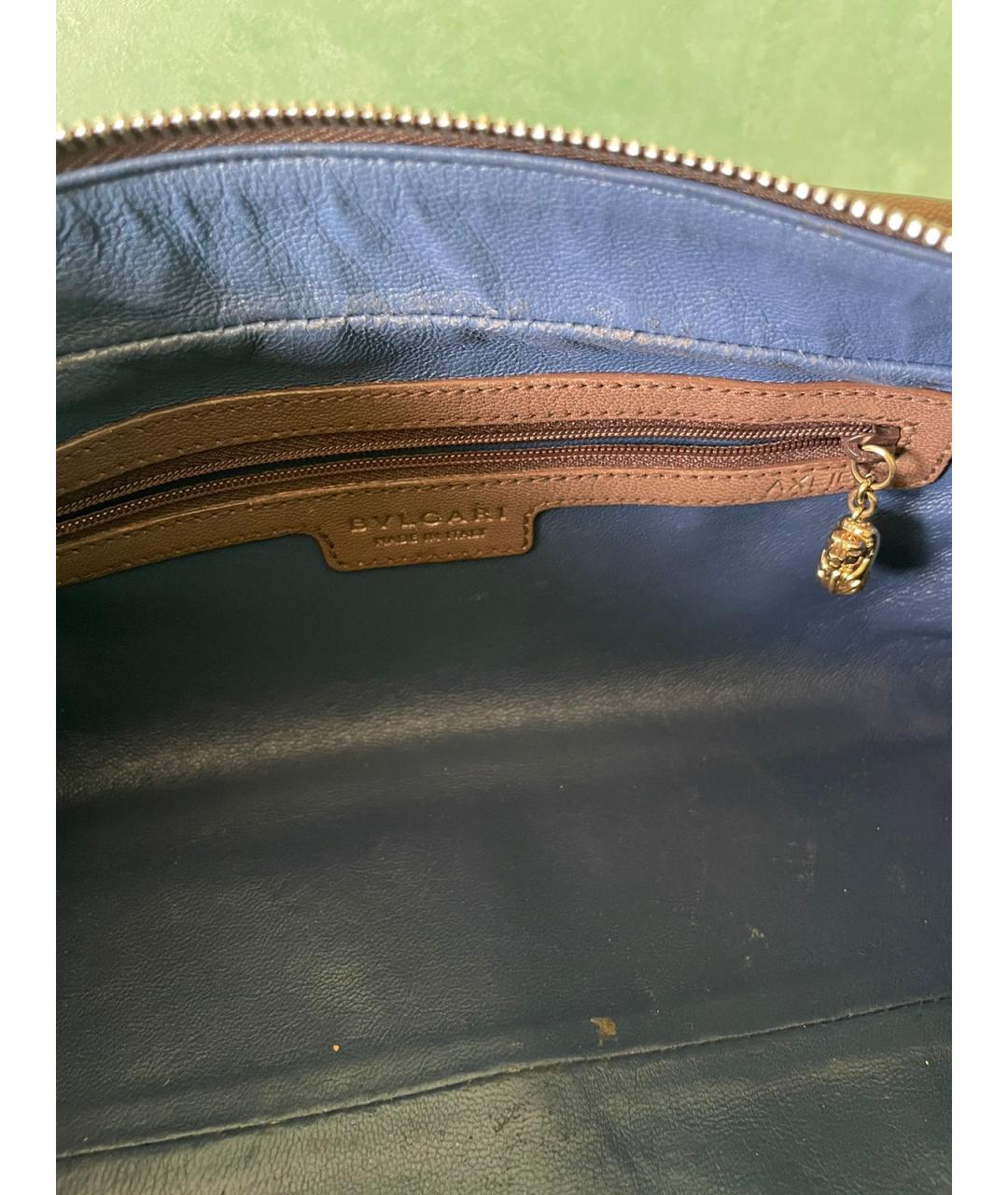 BVLGARI Коричневая кожаная сумка с короткими ручками, фото 8